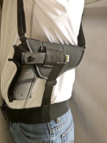 The SH Style - Nylon Horizontal Shoulder Holster with Double Mag Pouch